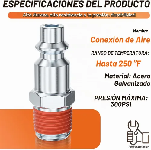 Vista 3 de GASHER Enchufe de aire industrial macho NPT de 1/4 pulgadas, tapones neumáticos 300PSI (paquete de 20)
