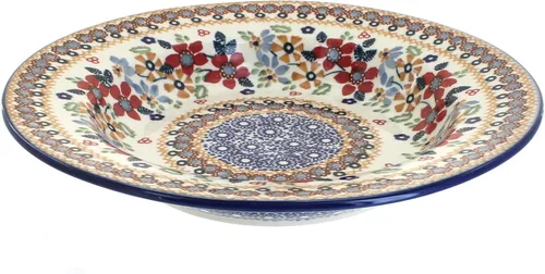 Vista 11 de Cerámica polaca de rosa azul – Plato de sopa azul violeta – 9.25 pulgadas de diámetro – Gran cuenco para sopas, ensaladas y pastas