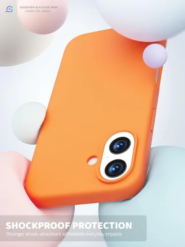 Vista 4 de GOODVISH Funda 3 en 1 para iP 17 de 6.3", silicona premium, naranja Full Body&Camera Protection, Premium Liquid Silicone, Shockproof Phone Case