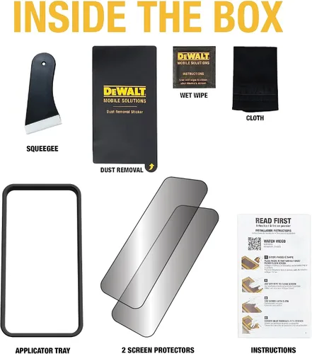 Vista 8 de DEWALT Paquete de 2 protectores de pantalla de privacidad resistentes para iPhone 13 Pro Max/14 Plus, protección de sensor, compatible con isla