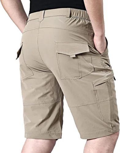 Vista 3 de EXEKE Pantalones cortos de senderismo ligeros para hombre, elásticos, de secado rápido, con múltiples bolsillos
