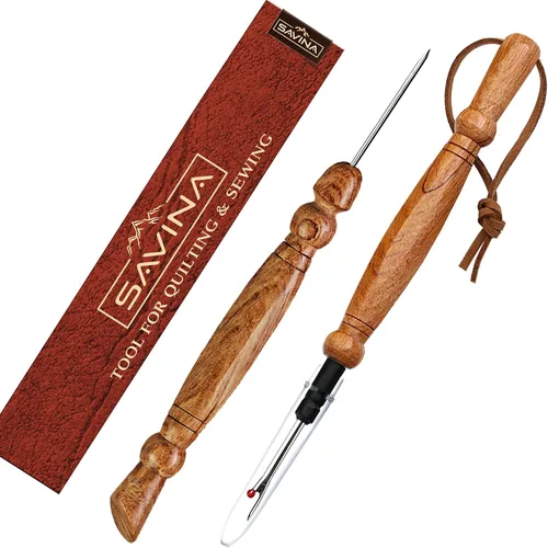 Vista 8 de Savina Rodillo de costura y estilete para coser/acolchar – Rodillo de prensado de madera, mango fácil de agarrar – Juego de herramientas