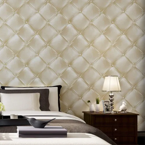 Vista 3 de QIHANG - Papel pintado de imitación de piel suave con diseño de diamante para dormitorio, TV, hotel, fondo de pantalla, 1.73 pulgadas de ancho x