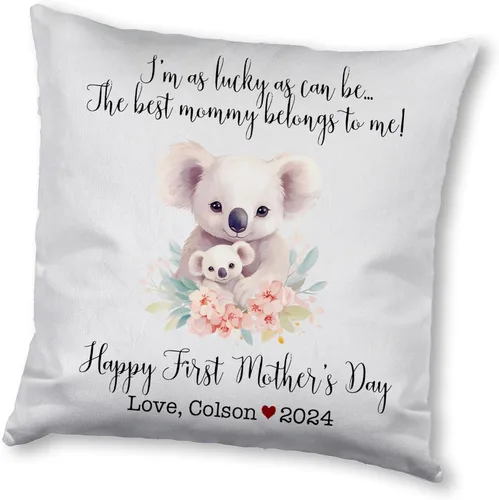 Vista 5 de Happy Mother's Day Koala Design, First Mother's Day Custom Pillowcase, Personalized Mother's Day Pillowcase, Gift for Mom, Home Decor