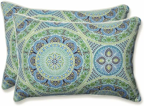 Vista 26 de Pillow Perfect Almohada decorativa floral para interiores y exteriores, relleno de felpa, resistente a la intemperie y a la decoloración, lumbar