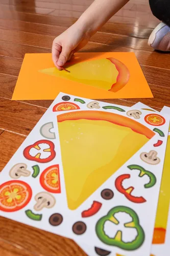 Vista 3 de 24 calcomanías de pizza para niños (tamaño grande de 8.5 x 11 pulgadas), ideal para fiestas de pizza y noches familiares de pizza, deja que tus