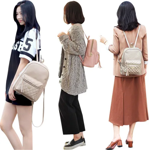 Vista 7 de Copi hermosa mochila informal pequeña, a la moda, moderna, de diseño simple, para mujer.