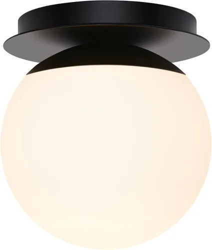 Vista 2 de 1 aplique de pared negro mate, moderno aplique de baño con vidrio de globo lechoso, lámpara de pared para espejo de baño, sala de estar, pasillo