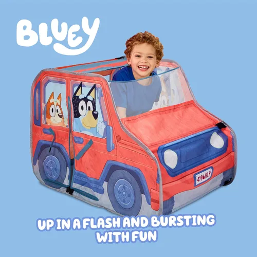 Vista 2 de Bluey Heeler 4WD Tienda de Campaña Desplegable para Niños, Almacenamiento Fácil Tienda de Juego Desplegable con Puerta, Parabrisas y Ventana Espía