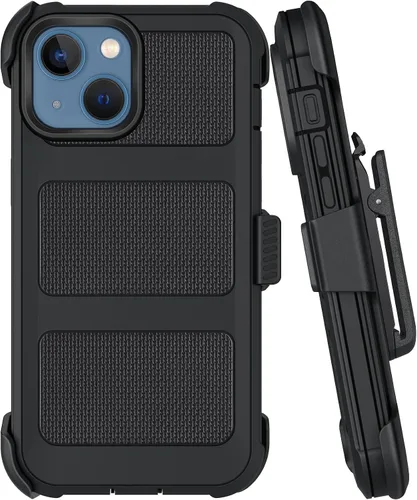 Vista 15 de Funda con clip para cinturón compatible con iPhone 12 Defender con soporte giratorio de 360°, protección resistente anticaídas y golpes, color negro