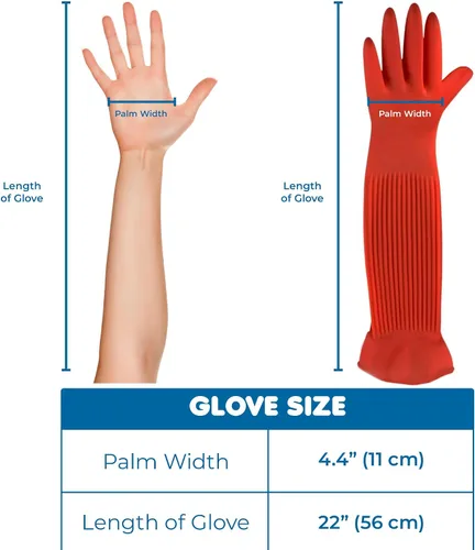 Vista 7 de SunGrow Guantes de goma de 22 pulgadas de largo para baño de perros y gatos, aseo, cambios de agua en el acuario, mantienen las manos y los brazos