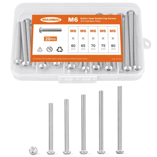 Vista 14 de Tornillos de cabeza de botón M3 x 4 mm, 6 mm, 8 mm, 10 mm, 12 mm, tornillos de cabeza de botón, acero inoxidable 304, totalmente roscado, unidad