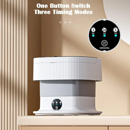 Vista 6 de Mini lavadora plegable mejorada, lavadora portátil de 10 L, 3 modos de limpieza profunda, mini lavadora media automática para ropa