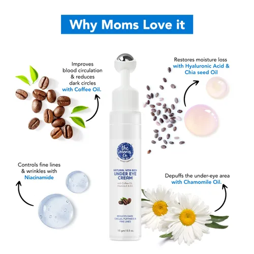 Vista 3 de The Moms Co. Natural Vita Rich - Crema para debajo de los ojos para ojeras e hinchazón para mujeres, adecuada para pieles delicadas debajo