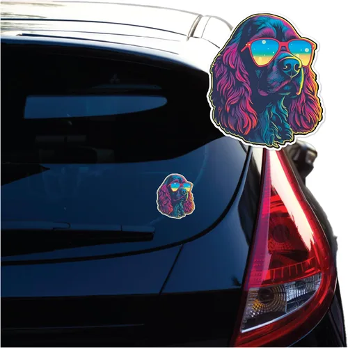 Vista 2 de Yoonek Graphics Cocker Spaniel - Calcomanía de vinilo para coche, laptop, vaso, más. #004110