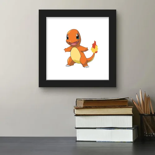 Vista 5 de Trends International Gallery Pops Pokemon - Arte de pared Charmander, versión enmarcada negra, 12 x 12 pulgadas
