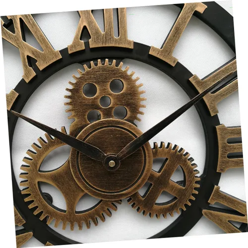 Vista 6 de IMIKEYA Reloj de pared vintage steampunk reloj de pared de metal engranaje de pared reloj digital digital de pared silencioso moderno reloj de bambú