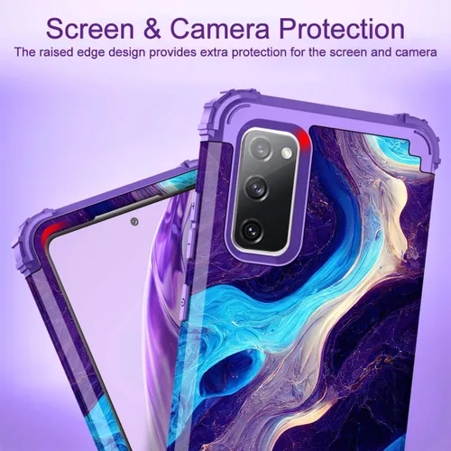 Vista 4 de Hocase Funda para Galaxy S20 FE 5G, Protección resistente a prueba de golpes, goma de silicona suave + parachoques de plástico duro, funda