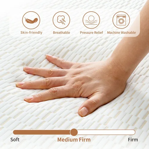 Vista 4 de Vipbear Colchón plegable, colchón triple de 6 pulgadas, tamaño matrimonial, colchón plegable de espuma viscoelástica con funda lavable, cama de piso