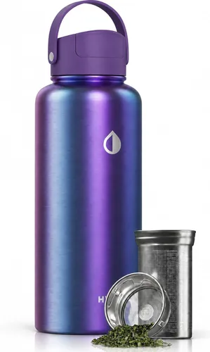 Vista 13 de Vaso de viaje con infusor de té con forro de cerámica de 32 onzas, infusor de acero inoxidable de micromalla, interior de cerámica de sabor puro