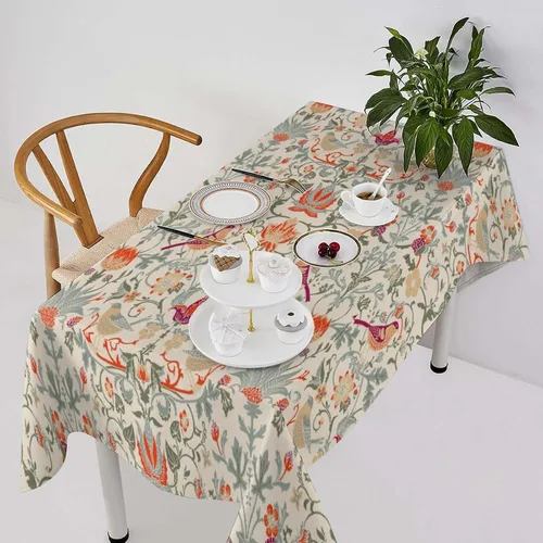 Vista 337 de Mantel Floral Retro de Pájaros, Diseño Original Bohemio William Morris Estampado Cubierta de Mesa para Hogar Picnic Fiesta Comedor Cocina William