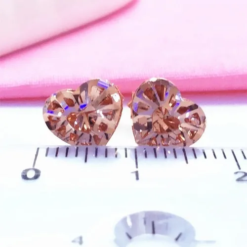 Vista 4 de SAGEKING 2024 New 585 Purple Gold Fashion Hollow Heart Ear Studs14K Rose Gold Three-Dimensional Design Romantic Charm Dating Wedding Jewelry Fashion