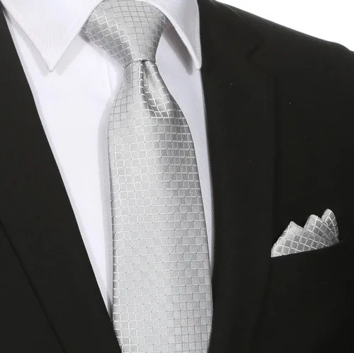 Vista 69 de KissTies Mens Checkered Tie Set Solid Color Festive Necktie + Pocket Square