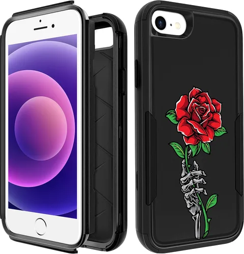Vista 134 de Funda para iPhone SE 2020/2022/3ª generación, para iPhone 8/7, funda protectora resistente con diseño de flor linda para mujeres, hombres, niñas