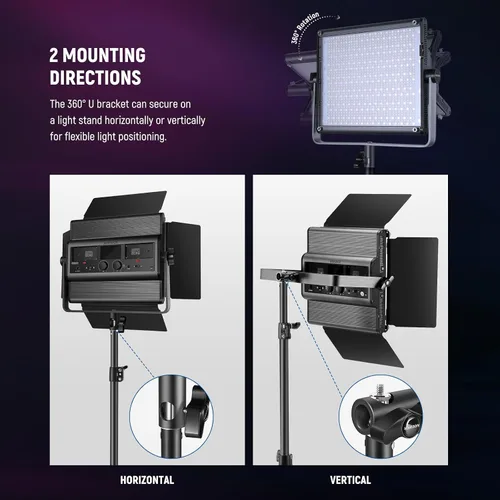 Vista 8 de NEEWER Paquete de 2 luces LED de video RGB1200 con control de aplicación/2.4G, kit de iluminación clave con soportes de trípode y bolsa