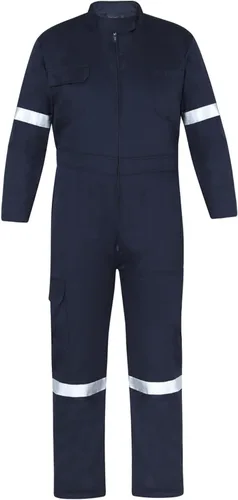 Vista 5 de Lazzar Overol industrial unisex de manga larga resistente Cinta reflectante gris Material de algodón y poliéster Mujer-hombre