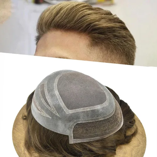 Vista 12 de Toupee For Men Hair Piece Real Human Hair Mens Hair System Fine Mono Mens Toupee Hair System For Men Hairpieces French Lace Natural Hairline8x10