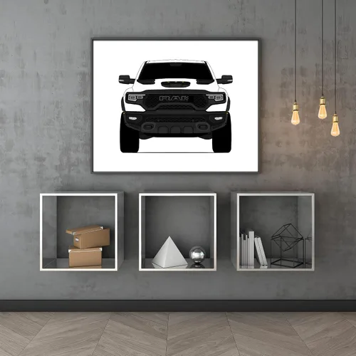 Vista 4 de Color personalizable: póster Custom Car Posters hecho a mano compatible con Ram 1500 TRX (2021-presente) 5ª generación, decoración artística