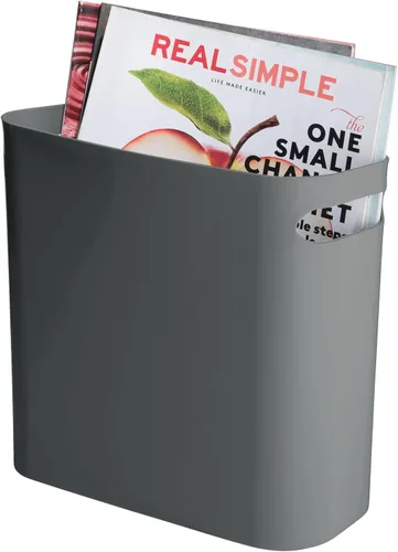 Vista 5 de mDesign - Pequeña papelera rectangular de plástico para basura, recipiente para basura con asas para baño, cocina, oficina en casa, dormitorio