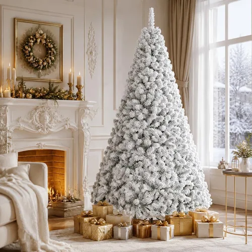 Vista 10 de POWERSTONE Árbol de Navidad artificial, flocado de nieve sin iluminación