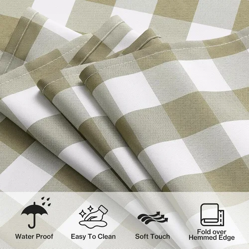 Vista 6 de Mantel a cuadros rectangular de gingham, impermeable, sin arrugas, manteles de búfalo a cuadros para mesa, lavables para comedor, fiestas y picnic