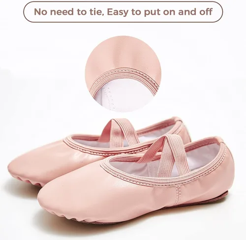 Vista 5 de Stelle Zapatos de ballet para niñas, zapatillas de baile de cuero suave, zapatos de bailarina para niños pequeñosniños grandesmujeres