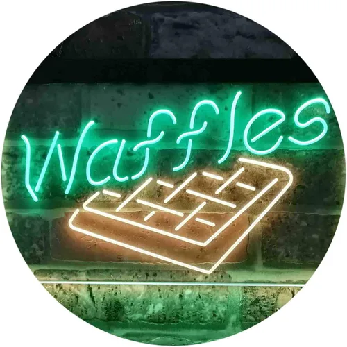Vista 19 de ADVPRO Waffles Snack Café - Letrero de neón LED de doble color, azul y rojo, 12 x 8 pulgadas st6s32-i3820-br