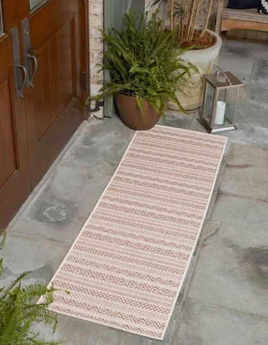 Vista 28 de Unique Loom Outdoor Striped Collection Alfombra de área - Maia (2' 2" x 3' 1" Rectángulo, Beige/Marfil)