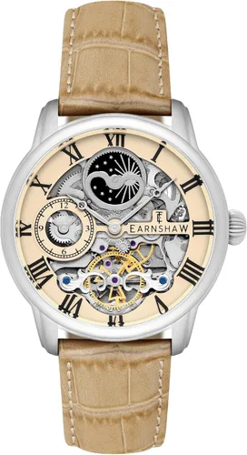 Vista 15 de Thomas Earnshaw Reloj automático de esqueleto de doble tiempo para hombre de 1.732 in con pulsera de acero inoxidable sólido ES-8006