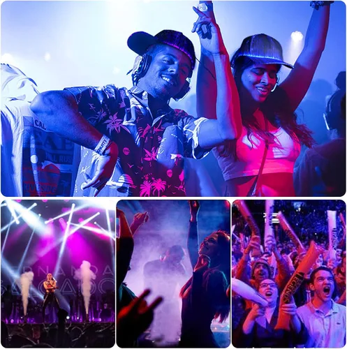 Vista 5 de LIOVODE LED Hat, Baseball Cap Light Up with Fiber Optic 7 Colors Luminous USB Charging Hat Accessories