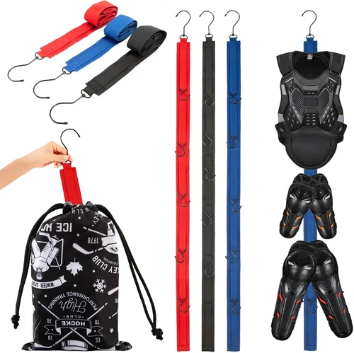 Vista 11 de Estante de secado de hockey, equipo de entrenamiento de hockey, organizador de accesorios de equipo deportivo portátil con 5 ganchos, regalos