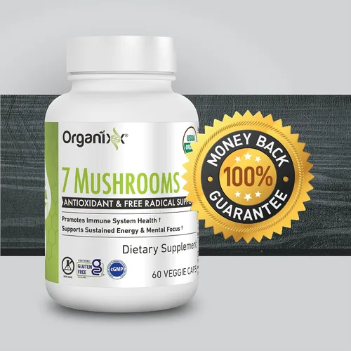 Vista 4 de Organixx USDA Organic Mushroom Supplement, 7 Fermented Mushrooms – Lions Mane, Shiitake, Cordyceps, Turkey Tail, Reishi – for Immune & Digestion