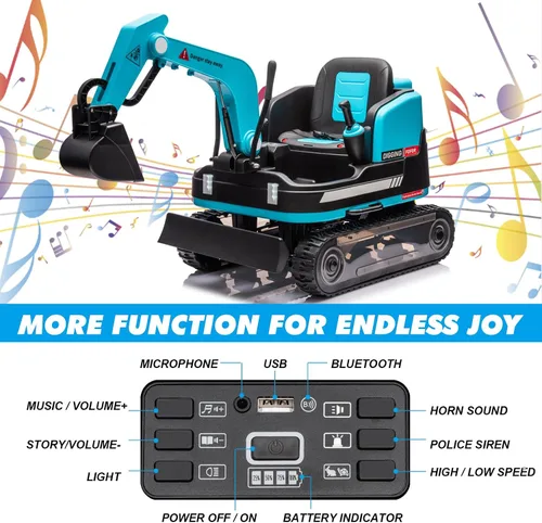 Vista 5 de JOYLDIAS Excavadora y excavadora giratoria de 360 grados, 12V12AH, retroexcavadora de juguete con ruedas de diseño de pista para todo terreno