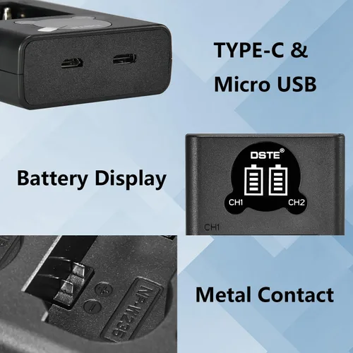 Vista 3 de DST E Reemplazo para NP-W235 Dual LCD Cargador de Batería Compatible Fujifilm NP-W235 Batería X-T4 Cámara