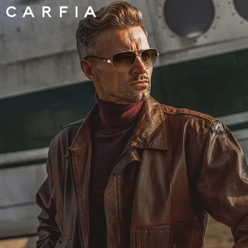 Vista 3 de Carfia Pilot Sunglasses for Men Polarized UV Protection Ultra Lightweight Metal Frame CA5391