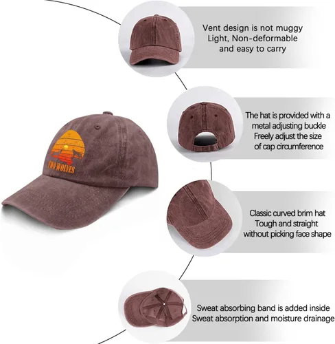 Vista 6 de Hats Two Wolves Baseball Caps, Vintage Dad Hats for Women