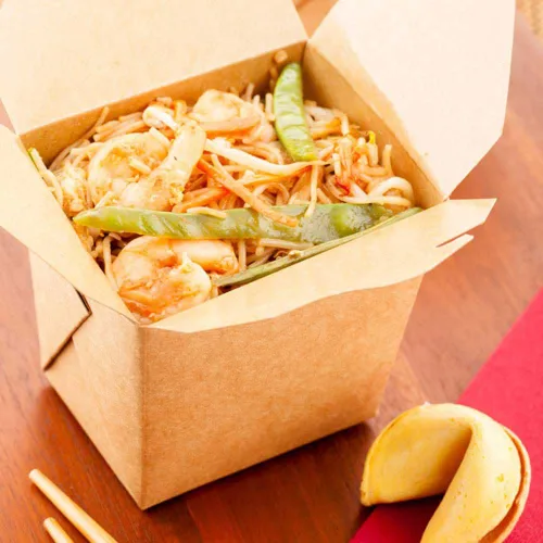 Vista 3 de Restaurantware Cajas chinas para llevar, paquete de 25 cajas de 16 onzas, resistentes a la grasa, recipientes de comida para llevar, desechables