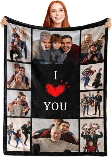 Vista 12 de ShineSand Manta personalizada con foto, manta de fotos personalizada con texto de nombre, manta divertida personalizada, manta de forro polar