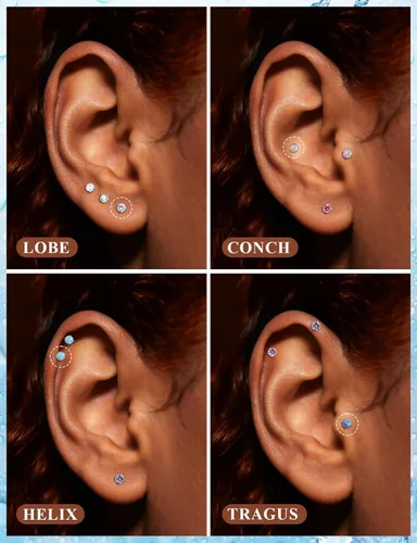 Vista 5 de Piercing de labio de acero inoxidable para mujer, calibre 16, 18, 0.71 oz, sin rosca, joyería de labret Monroe, joyería de piercing Medusa, joyería
