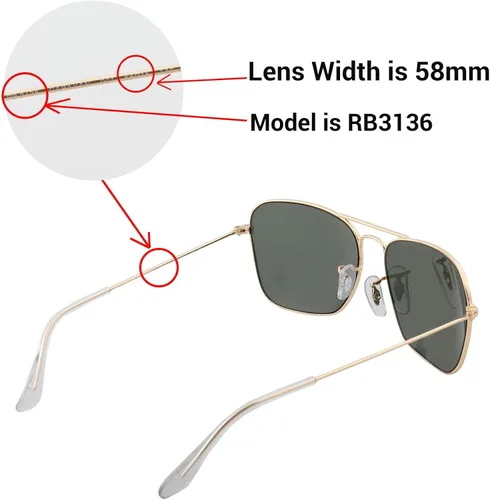 Vista 5 de Walleva Lentes de repuesto para lentes de sol Ray-Ban RB3136 Caravan de 2.283in, múltiples opciones disponibles